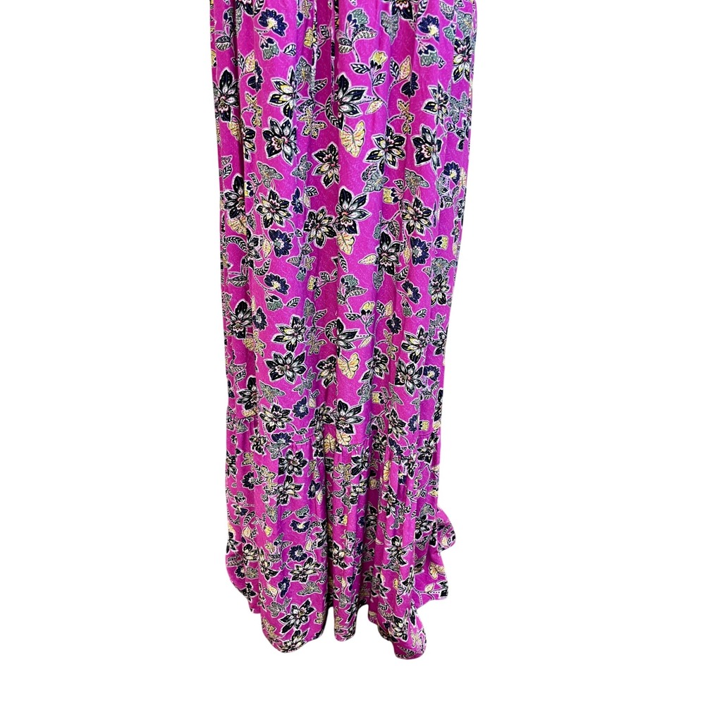 LOFT Maxi Dress Sz 14 Milkmaid Floral Ruffle Sleeve‎ Smocked Babydoll Romantic - Picture 4 of 11